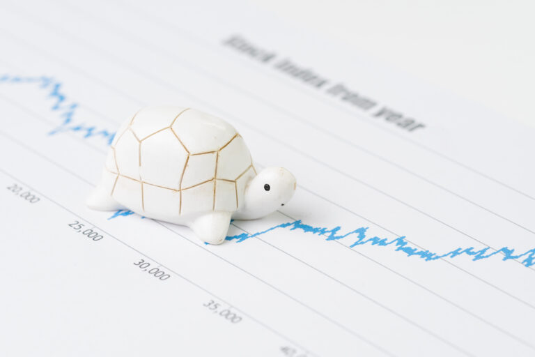 23 09 25 a tortoise statue placed on top of a stock chart mf dload