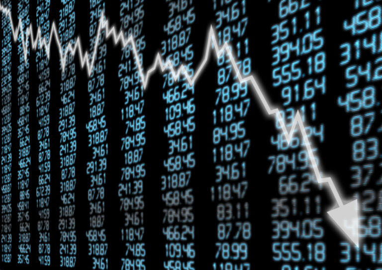 arrow graph going down stocks display