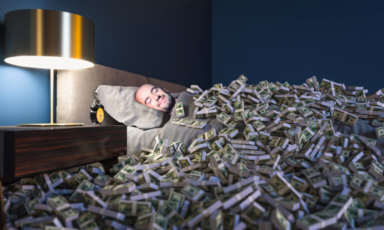 millionaire retiree sleeping comfortably