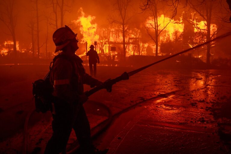 firefighters battle the eaton fire january 7 2025