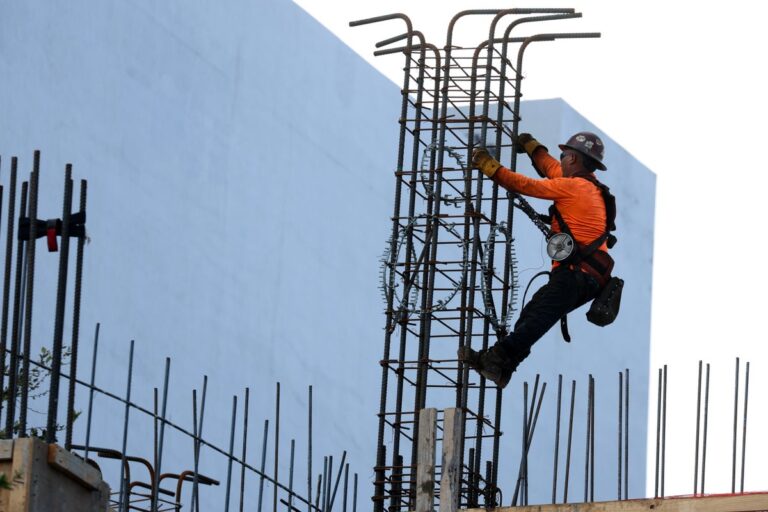 construction worker on rebar
