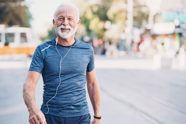retired man on a job walk run exercise