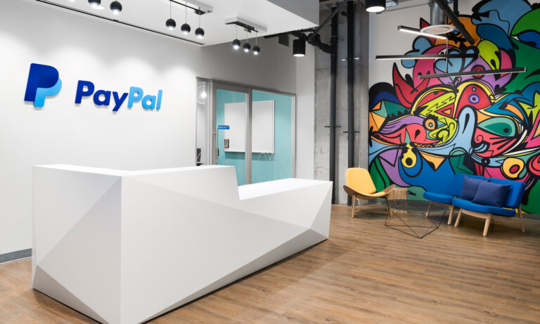 toronto office with paypal logo on wall paypal