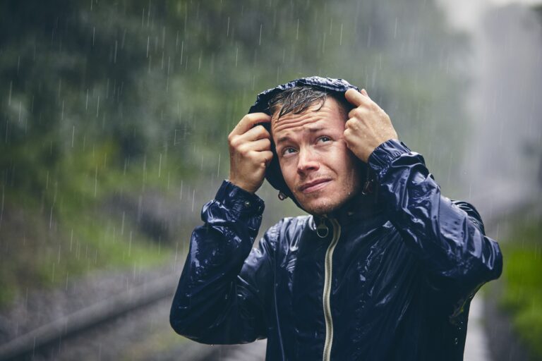 waterproof jacket in rain